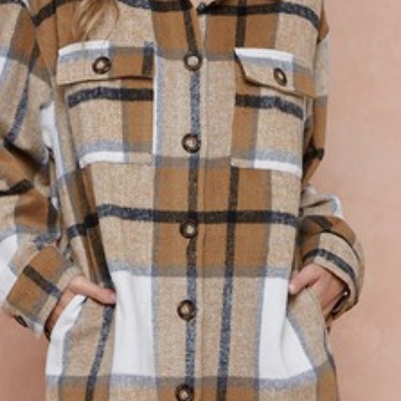 new ON BLUE DUSTER FLANNEL SHAKET JACKET SHIRT mustard plaid western boho SM-LG - Picture 4 of 7